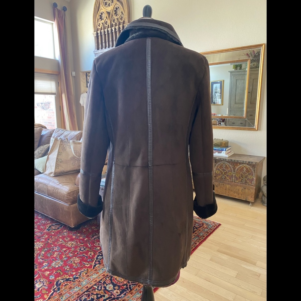 Oscar de La Renta Faux Fur/Suede Shearling Coat M - Picture 2 of 4